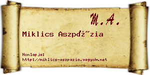Miklics Aszpázia névjegykártya